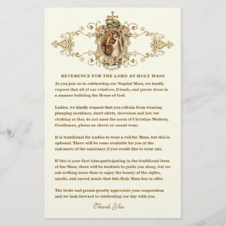 Catholic Wedding Modest Church Attire for Guests Stationery
