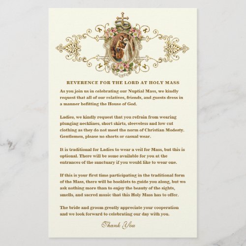Catholic Wedding Modest Church Attire for Guests  Stationery