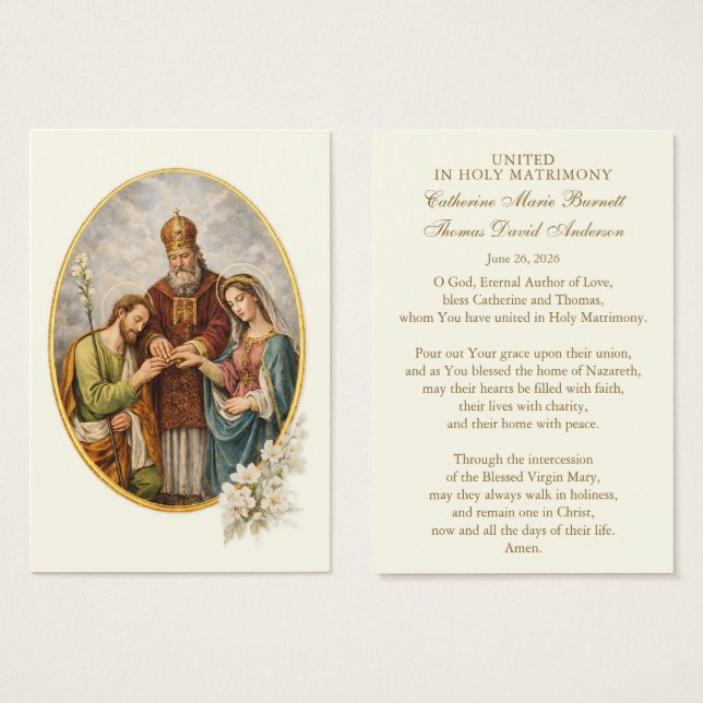 Catholic Wedding Prayer Card Betrothal  (Front & Back)