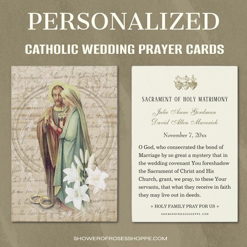 Catholic Wedding Prayer Card Betrothal Mary Joseph