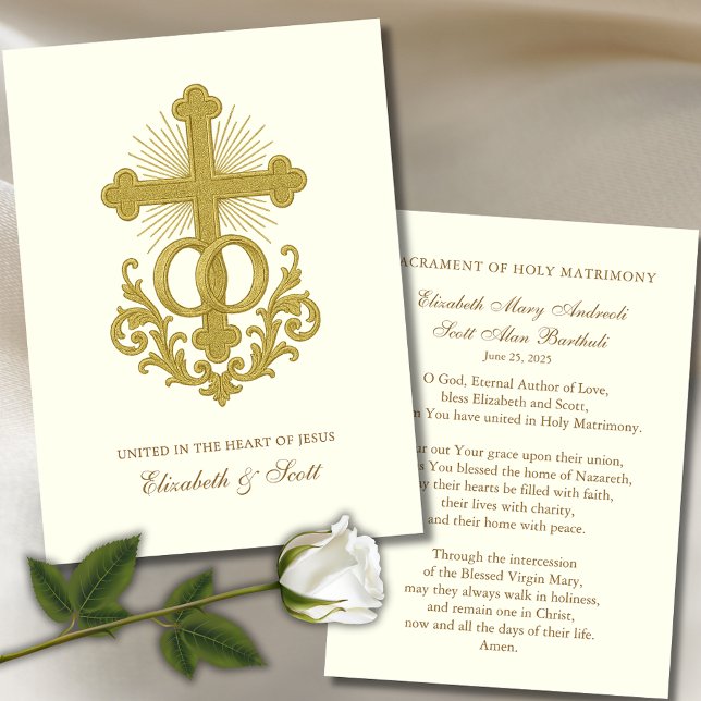 Catholic Wedding Prayer Card  Gold Cross (Creator Uploaded)