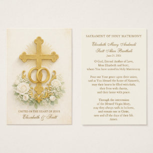Catholic Wedding Prayer Card  Gold Cross