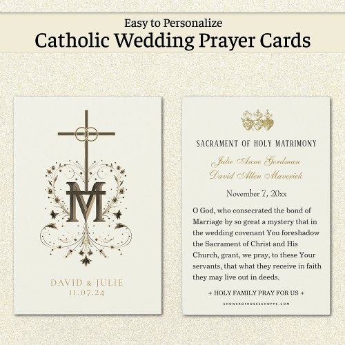  Catholic Wedding Prayer Card with Marian Cross