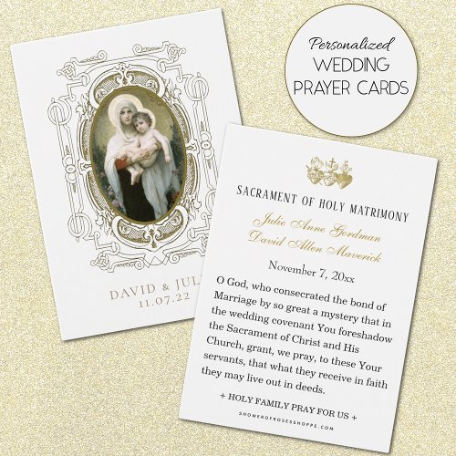  Catholic Wedding Prayer Card with Virgin Jesus