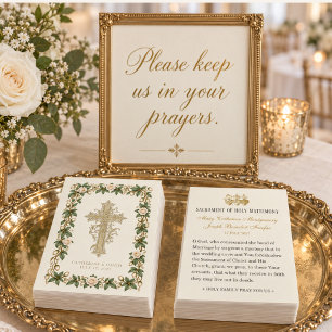 Catholic Wedding Prayer Card with White Roses