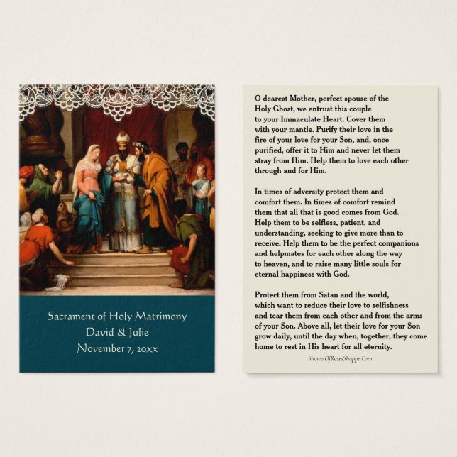 Catholic Wedding Prayer Favor Holy Card (Front & Back)