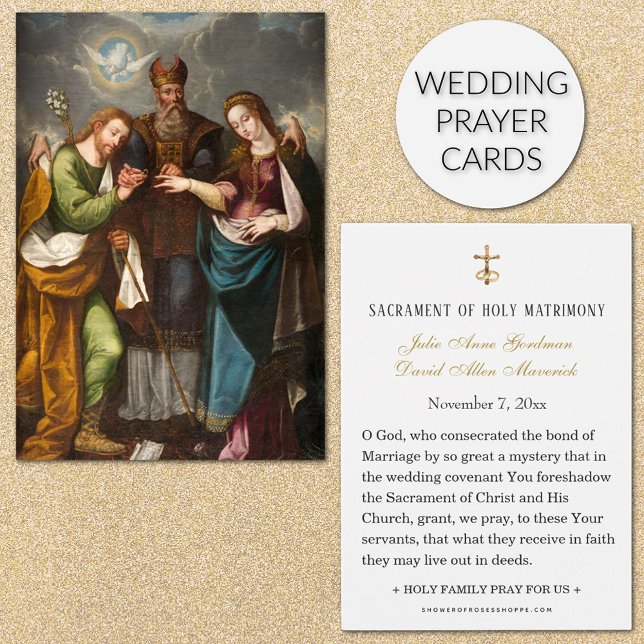 Catholic Wedding Prayer Holy Card Matrimony (Traditional Catholic Wedding Prayer Cards with the Virgin Mary and St. Joseph)