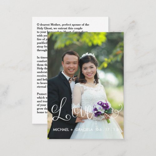 Catholic Wedding Prayer Holy Card  Script Overlay