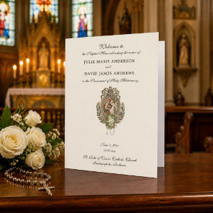 Catholic Wedding Program Vintage Floral Matrimony