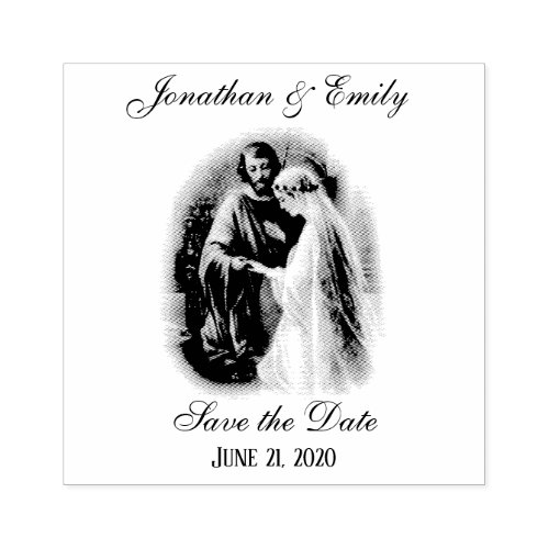 Catholic Wedding Save the Date Religious Rubber Stamp