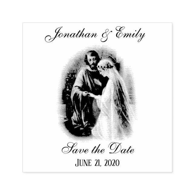 Catholic Wedding Save the Date Religious Rubber Stamp (Imprint)