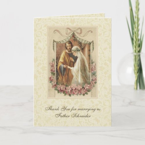 Catholic Wedding Thank You for Priest Card