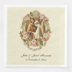 Catholic Wedding Vintage Virgin Mary St. Joseph Paper Dinner Napkins