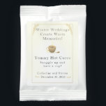 Catholic Winter Wedding Favor Hot Chocolate Drink Mix<br><div class="desc">Catholic Winter Wedding design features the image of a steaming cup of cocoa as center design. Customizable text is displayed within a golden border,  partially framed by the image of a winter wreath. A lovely mist overlays the design. Color - sepia and white. Very formal and elegant.</div>
