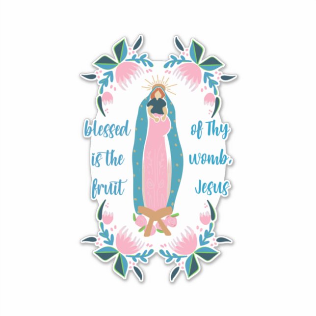 Catholic Woman Hail Mary Prayer Sticker (Front)