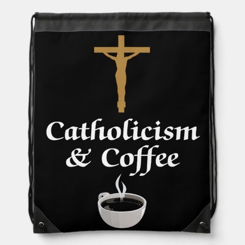 Catholicism and Coffee Logo Drawstring Bag