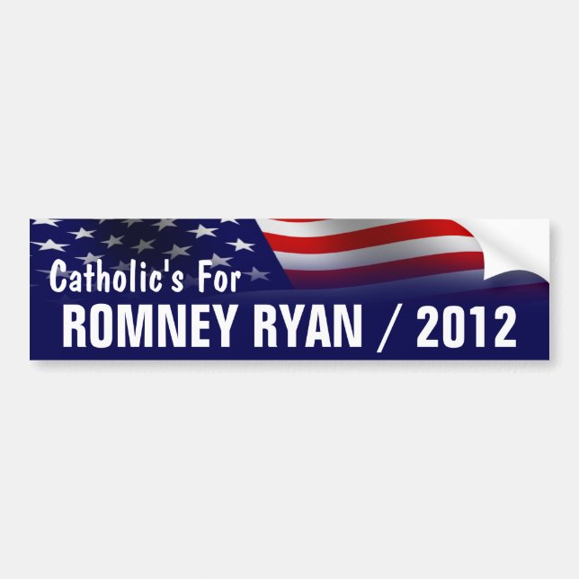 Catholic's For Romney Ryan 2012 Bumper Sticker (Front)