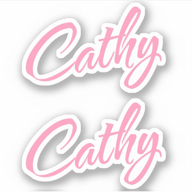 Cathy Decorative Name in Pink x2 Sticker (Front)