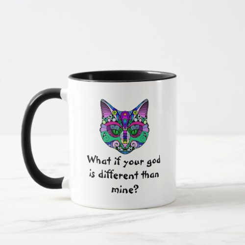 cathy roew cat wolf mandala mug
