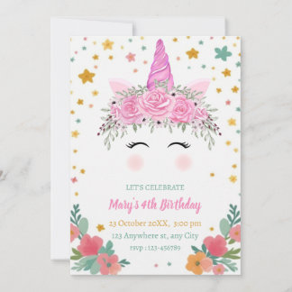 Caticorn Birthday Invitation cati corn invite
