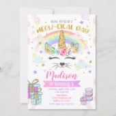 Caticorn Birthday Invitation, Magical Unicorn Cat Invitation (Front)