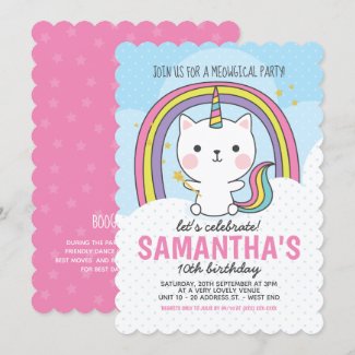 Caticorn birthday party invitation