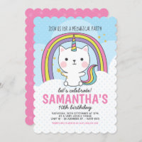 Caticorn birthday party invitation