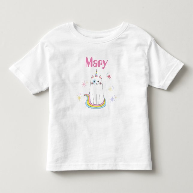 Caticorn Cat Meow-Gical Girl toddler name T-Shirt (Front)