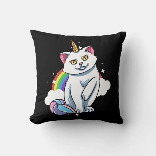 Caticorn Cat Unicorn Unicat  Throw Pillow