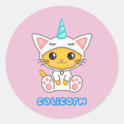 Caticorn Classic Round Sticker