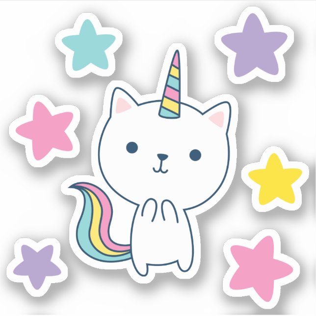 Caticorn Custom-Cut Vinyl Sticker (Front)
