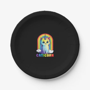 Caticorn cute cat unicorn funny design for Women G Paper Plates