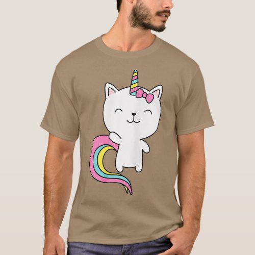 Caticorn  Cute Cat Unicorn Horn Rainbow Pastel T_Shirt