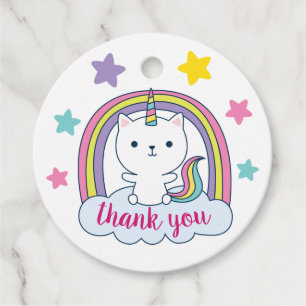 Caticorn Favor Tags White