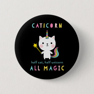 Caticorn Half Cat Unicorn Shirt Cute Girls Meowgic Button