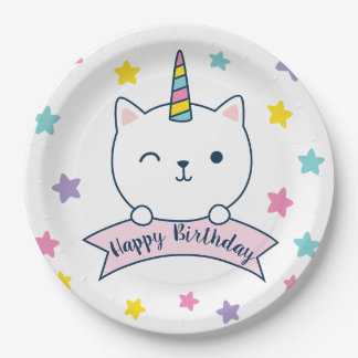 Caticorn | Happy Birthday Paper Plates