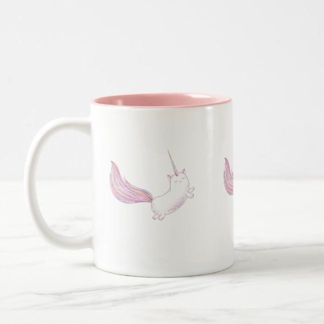 Caticorn in Flight Two-Tone Coffee Mug