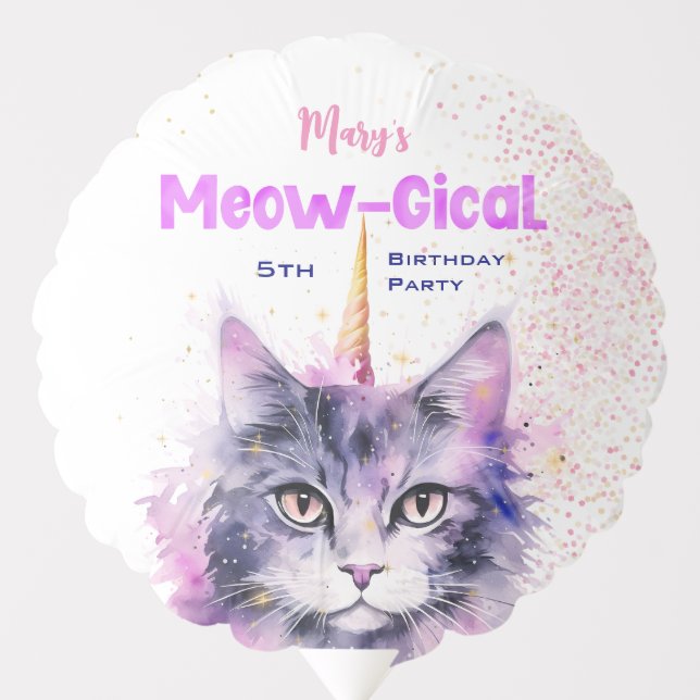 Caticorn Meow-Gical Birthday Balloon (Front)