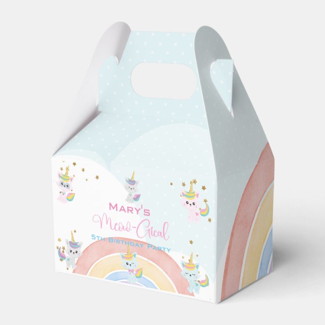 Caticorn Meow-Gical Birthday Favor Boxes (Front Side)