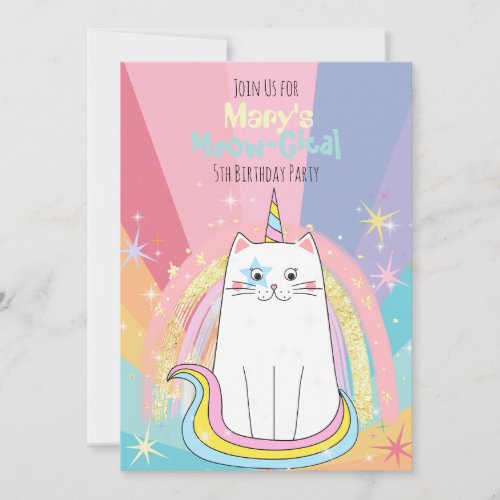 Caticorn Meow_Gical Birthday Invitation