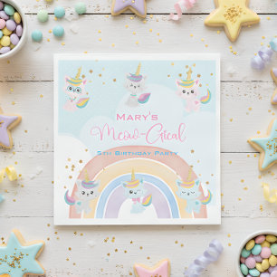Caticorn Meow-Gical Birthday Napkins