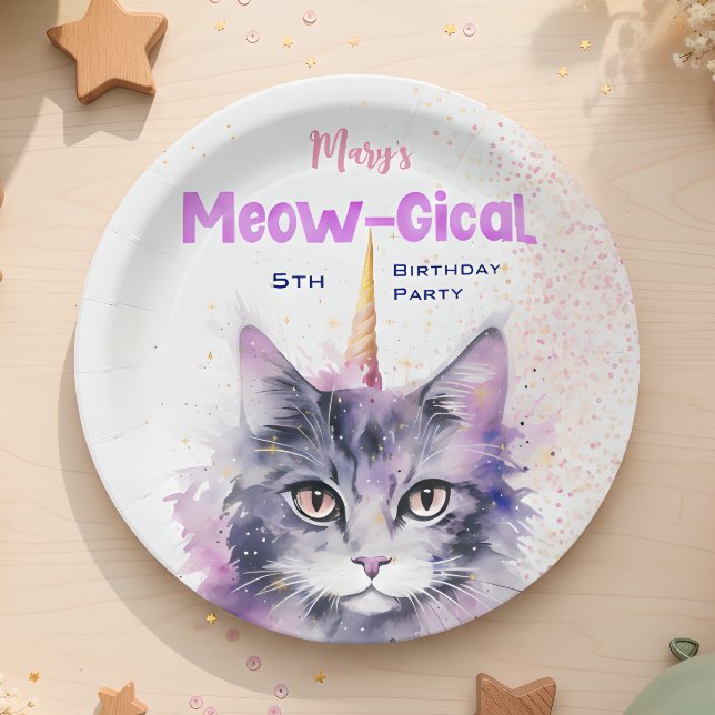 Caticorn Meow-Gical Birthday Paper Plates (Creator Uploaded)