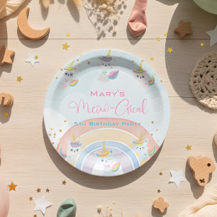 Caticorn Meow-Gical Birthday Paper Plates