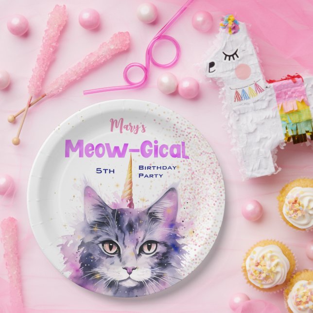 Caticorn Meow-Gical Birthday Paper Plates (Party)