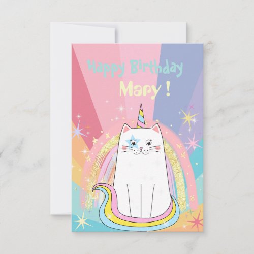 Caticorn Meow_Gical Happy Birthday Greeting Card