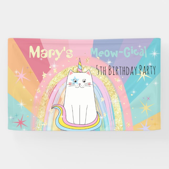 Caticorn Meow-Gical kid Birthday Banner (Horizontal)