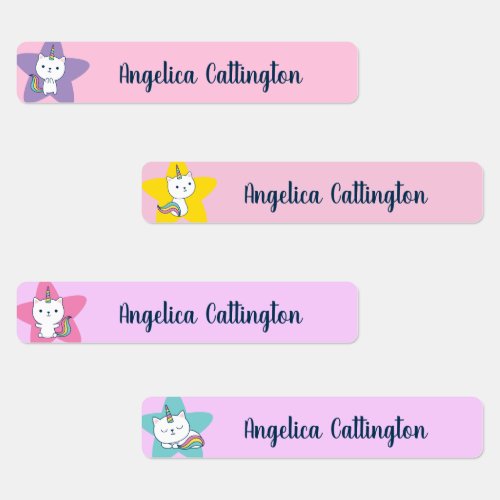 Caticorn  Name Only  Iron On  Kids Labels