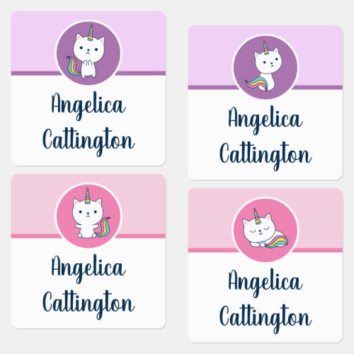 Caticorn  Name Only  Square Kids Labels