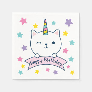 Caticorn   Napkins   Happy Birthday