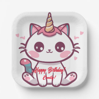 Caticorn Paper Plates